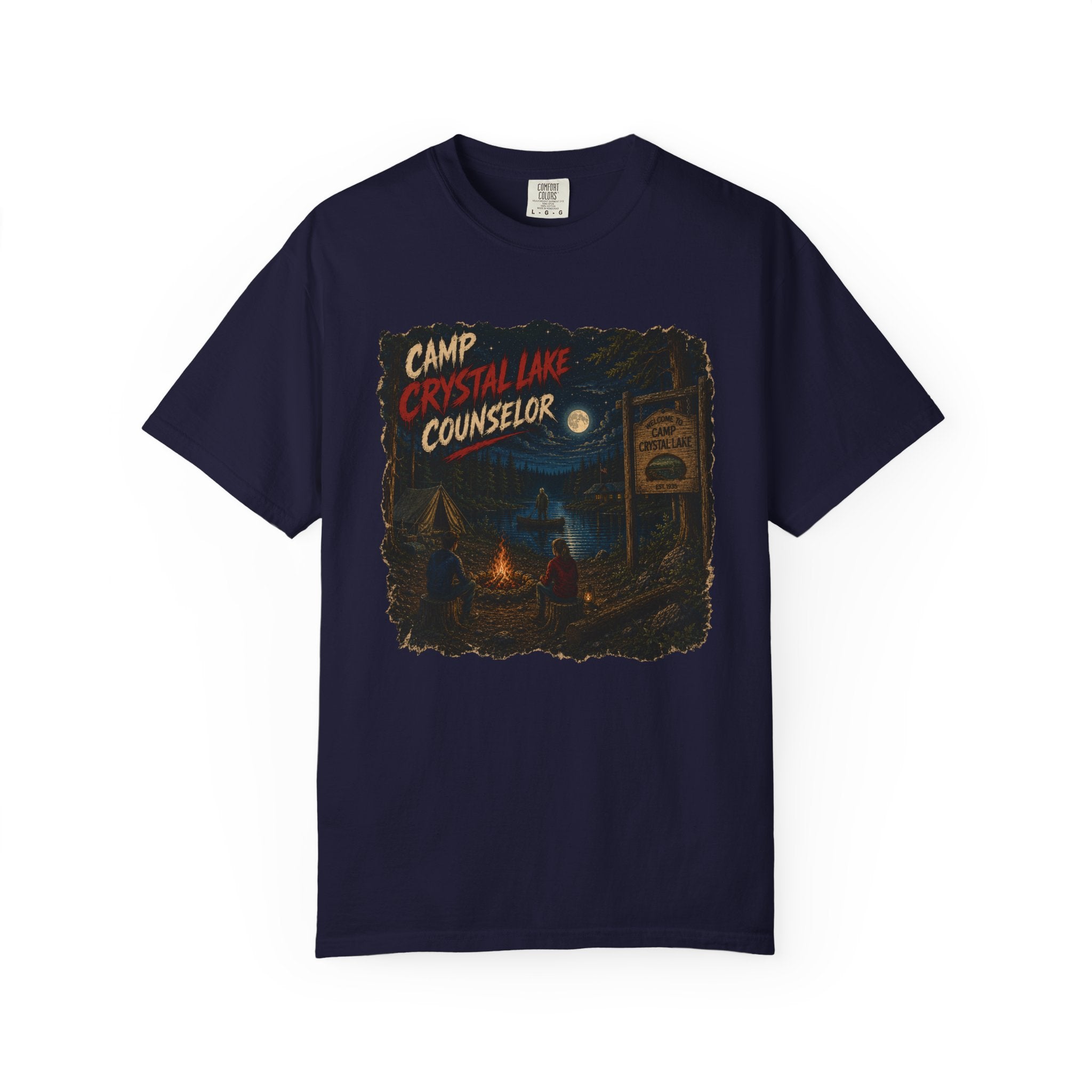 Camp Crystal Lake Counselor T-Shirt | Horror Campfire Retro Design