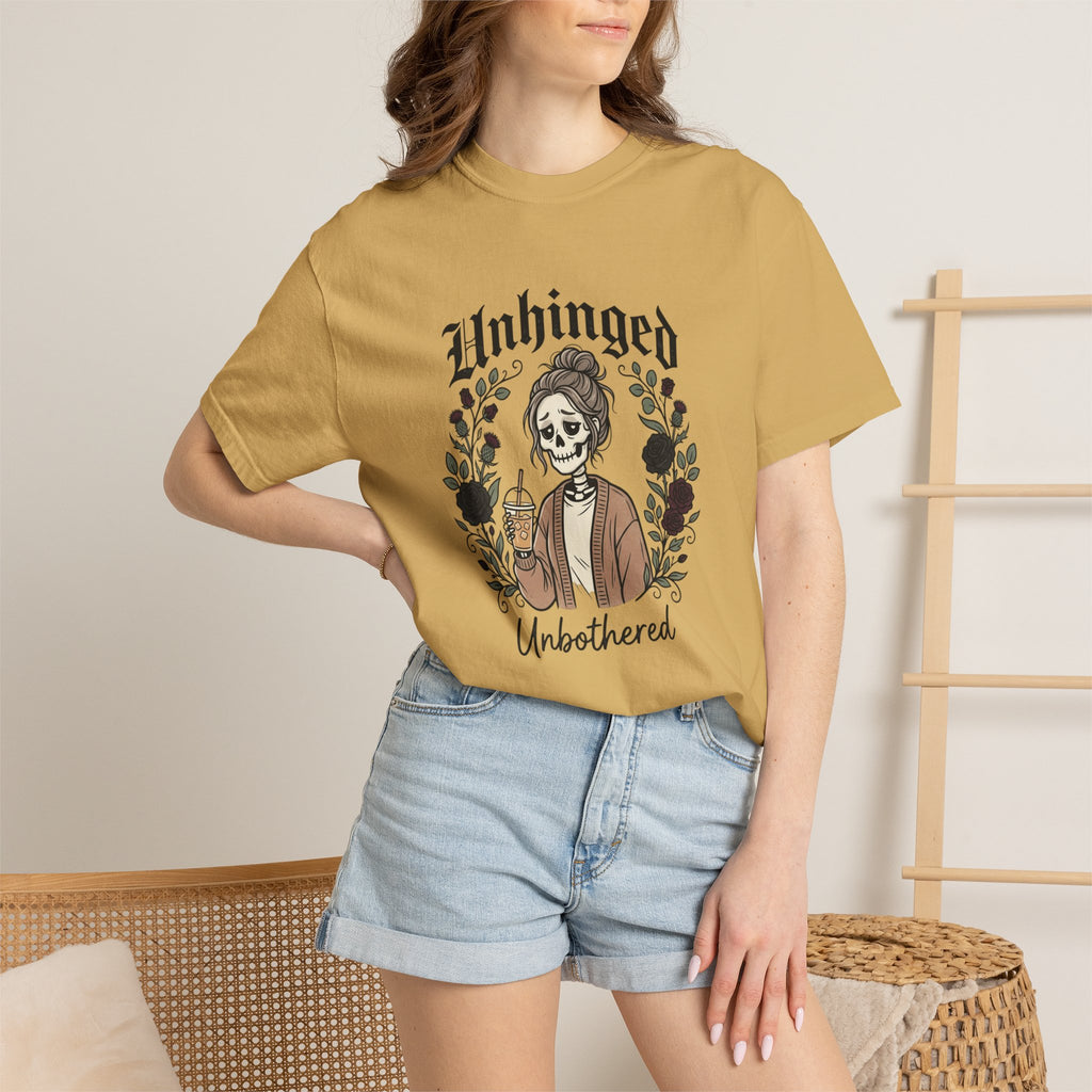 Unhinged Unbothered skeleton girl graphic T-Shirt |