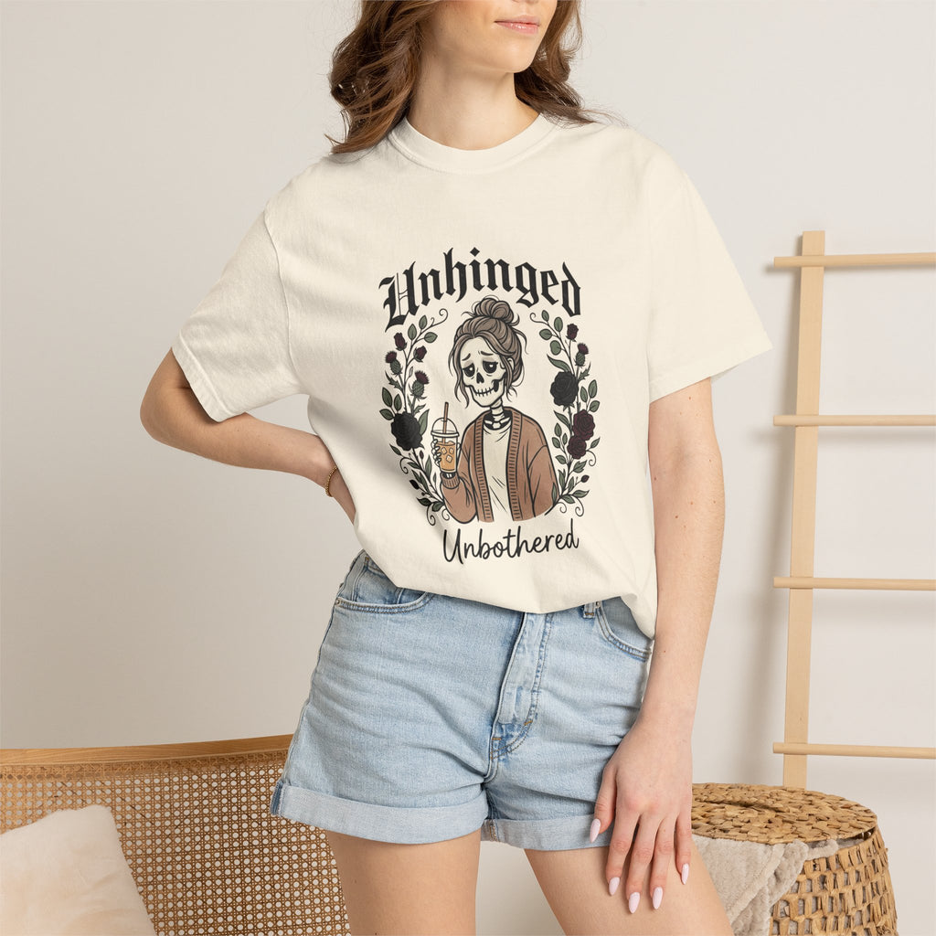 Unhinged Unbothered skeleton girl graphic T-Shirt |