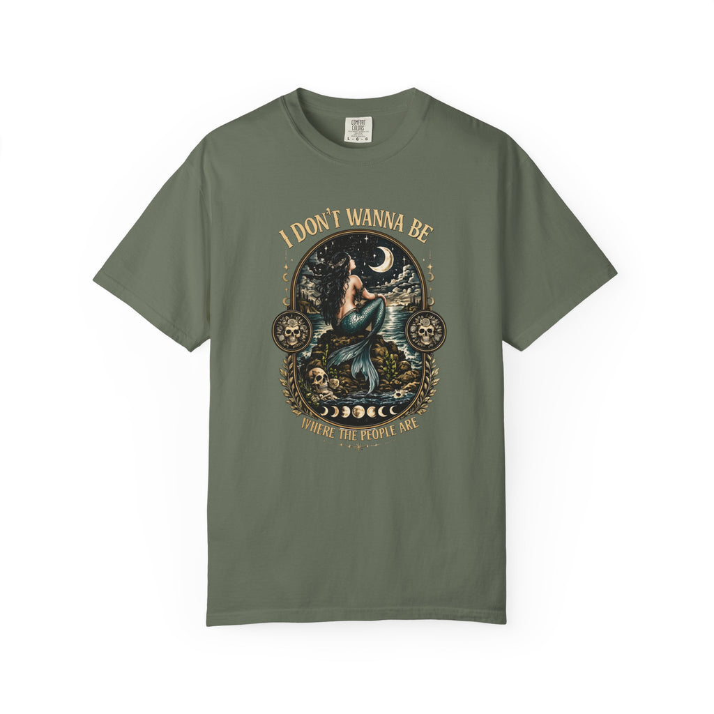 Moon Mermaid Illustration T-shirt | I Don't Wanna Be Where The People Are