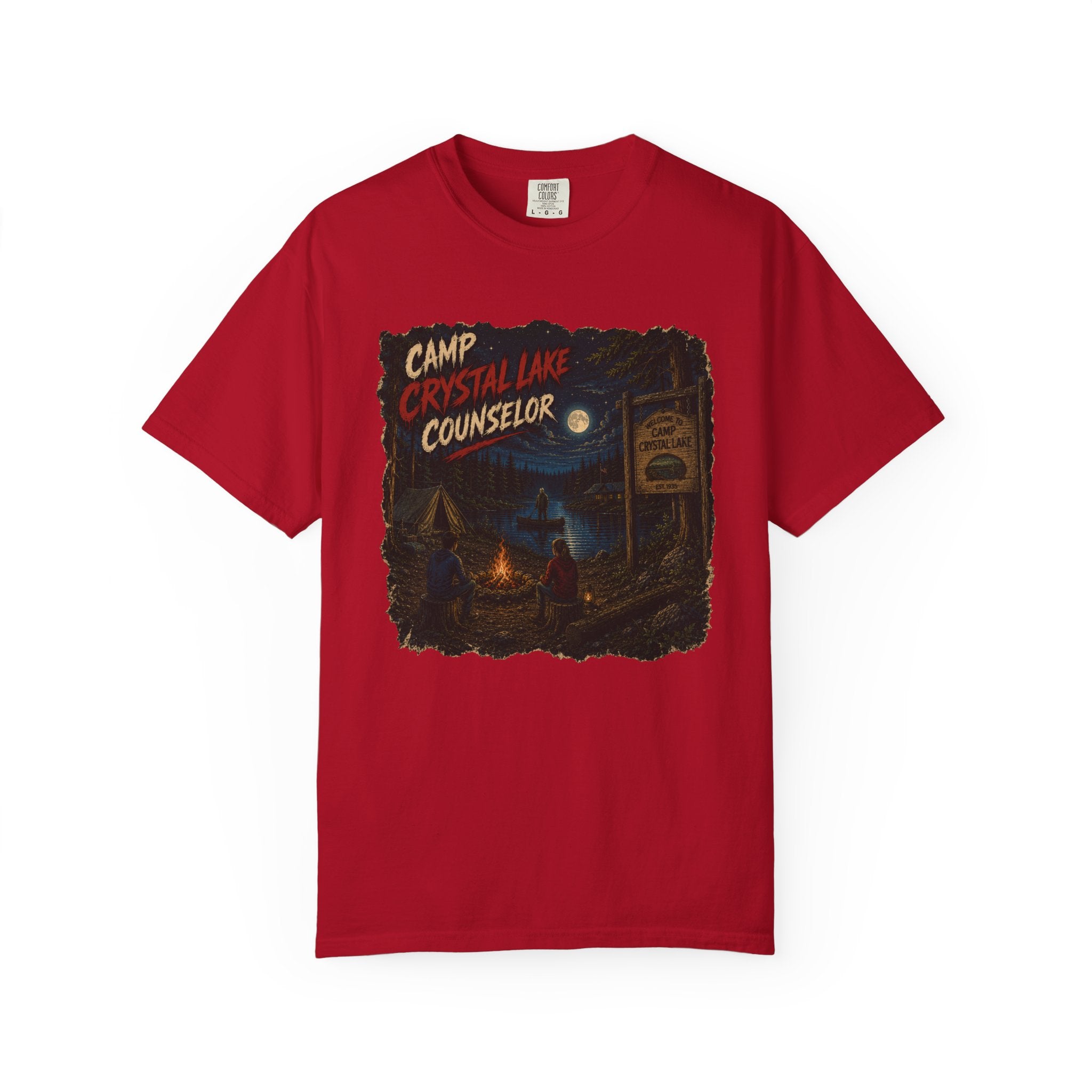 Camp Crystal Lake Counselor T-Shirt | Horror Campfire Retro Design