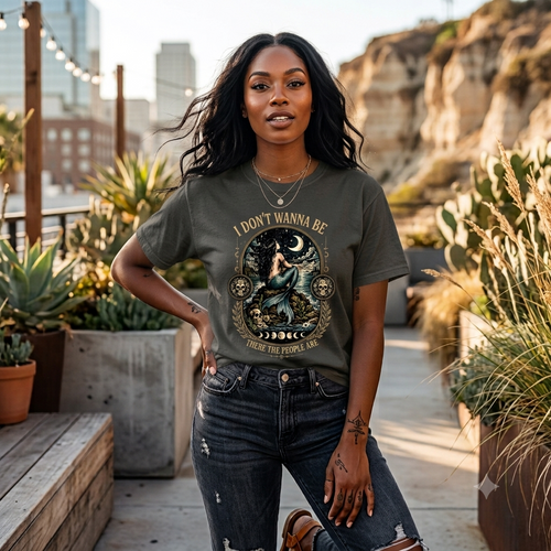 Moon Mermaid Illustration T-shirt | I Don't Wanna Be Where The People Are