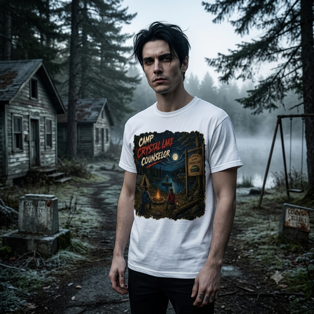 Camp Crystal Lake Counselor T-Shirt | Horror Campfire Retro Design
