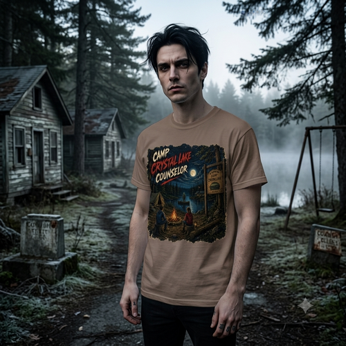 Camp Crystal Lake Counselor T-Shirt | Horror Campfire Retro Design