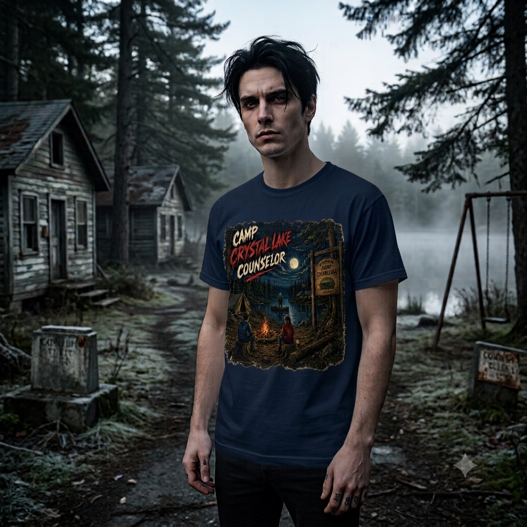 Camp Crystal Lake Counselor T-Shirt | Horror Campfire Retro Design