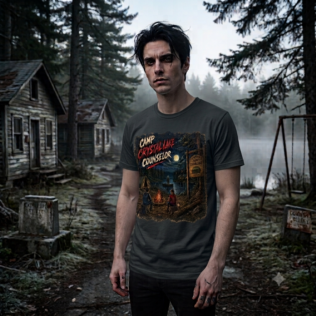 Camp Crystal Lake Counselor T-Shirt | Horror Campfire Retro Design