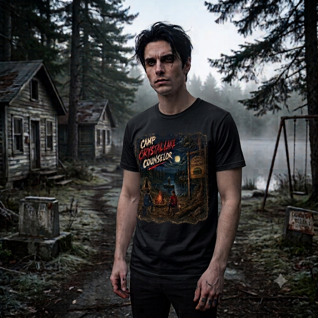 Camp Crystal Lake Counselor T-Shirt | Horror Campfire Retro Design