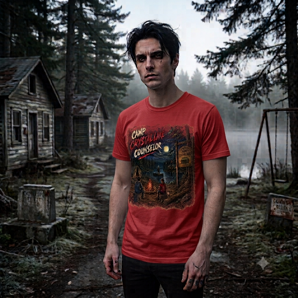 Camp Crystal Lake Counselor T-Shirt | Horror Campfire Retro Design