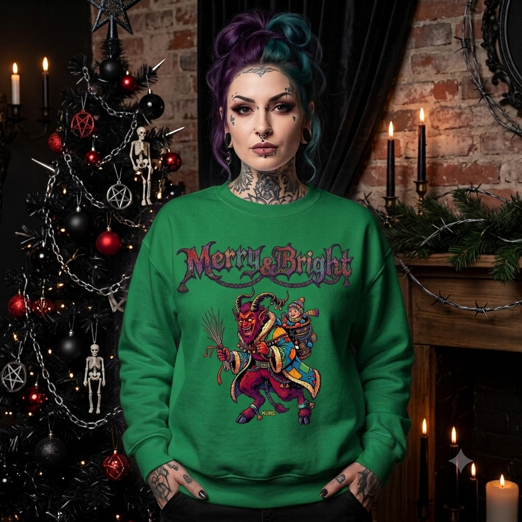 Naughty Krampus Rider sweatshirt | Krampus holiday folklore creature
