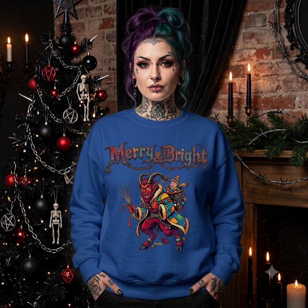 Naughty Krampus Rider sweatshirt | Krampus holiday folklore creature