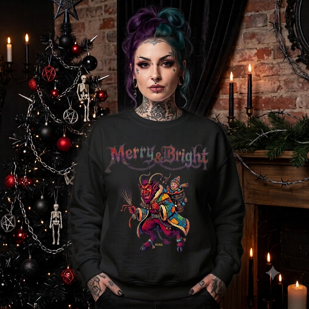 Naughty Krampus Rider sweatshirt | Krampus holiday folklore creature