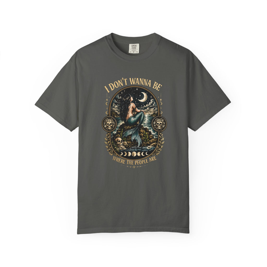 Moon Mermaid Illustration T-shirt | I Don't Wanna Be Where The People Are