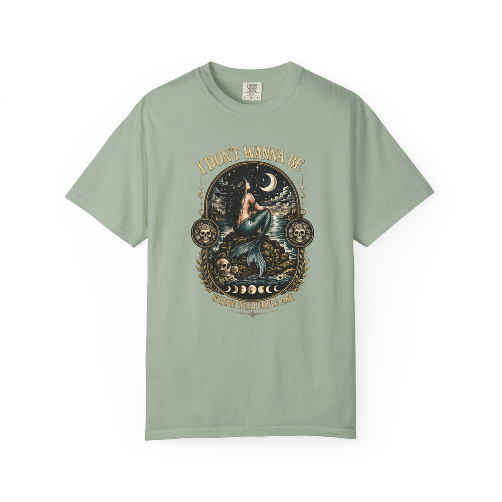 Moon Mermaid Illustration T-shirt | I Don't Wanna Be Where The People Are