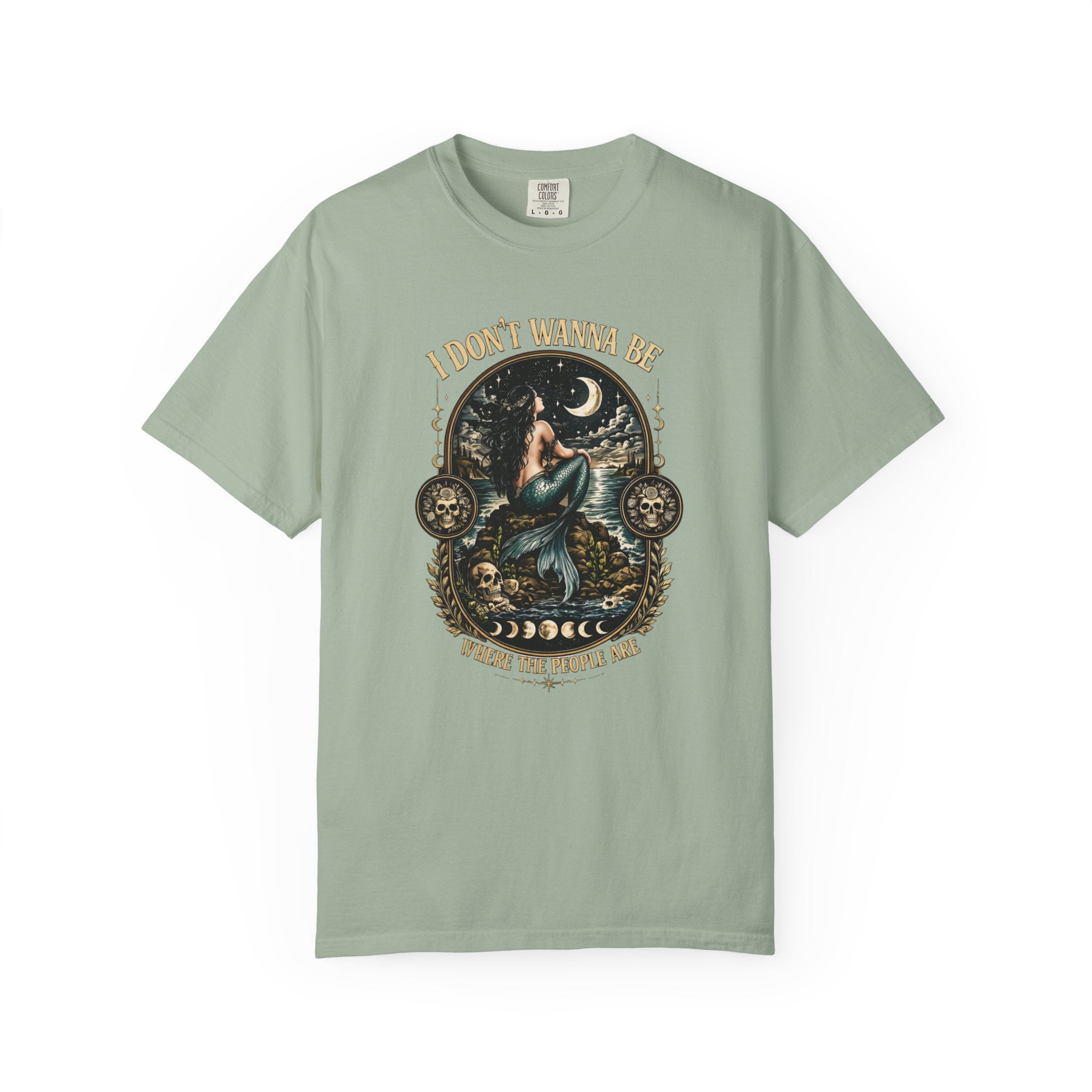 Moon Mermaid Illustration T-shirt | I Don't Wanna Be Where The People Are