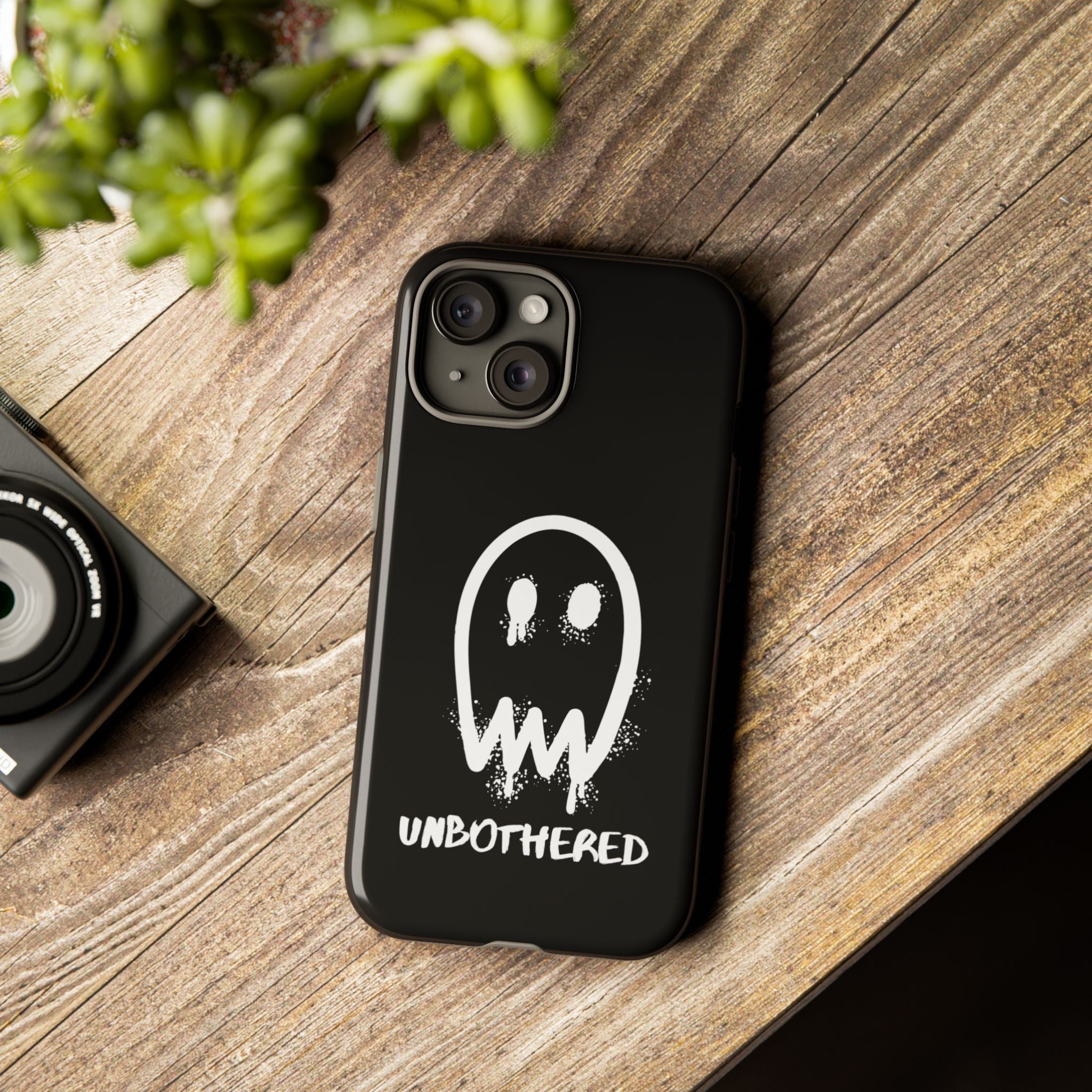Unbothered Ghost phone case | Black spooky graphic iPhone cover