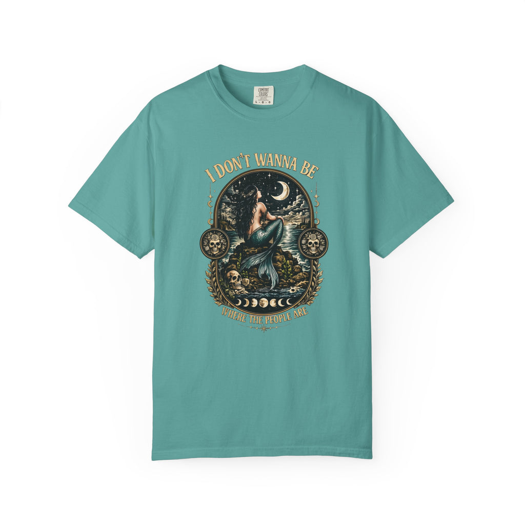 Moon Mermaid Illustration T-shirt | I Don't Wanna Be Where The People Are